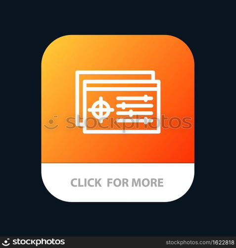 Setting, Controller, Target, Object Mobile App Button. Android and IOS Line Version