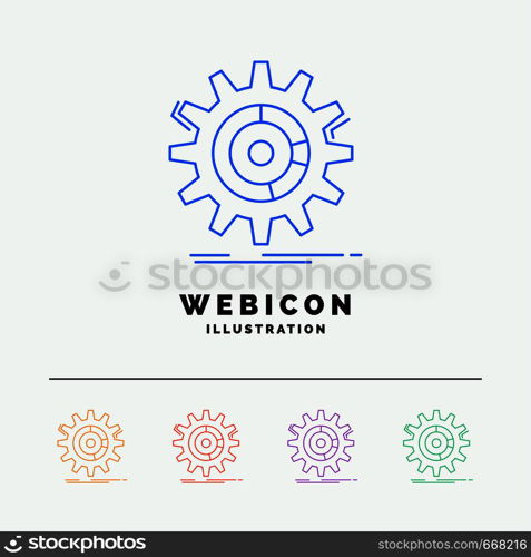 setting, data, management, process, progress 5 Color Line Web Icon Template isolated on white. Vector illustration. Vector EPS10 Abstract Template background