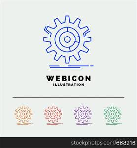 setting, data, management, process, progress 5 Color Line Web Icon Template isolated on white. Vector illustration. Vector EPS10 Abstract Template background