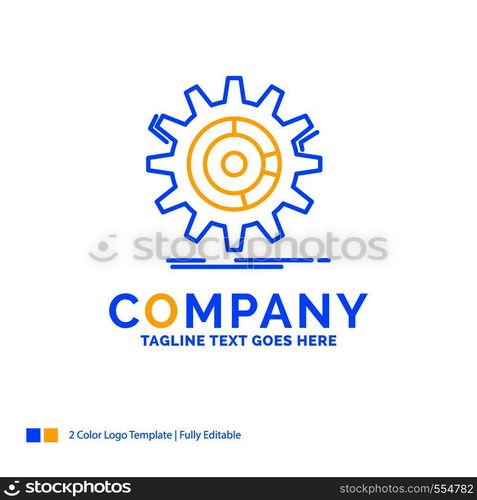 setting, data, management, process, progress Blue Yellow Business Logo template. Creative Design Template Place for Tagline.