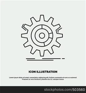 setting, data, management, process, progress Icon. Line vector gray symbol for UI and UX, website or mobile application. Vector EPS10 Abstract Template background