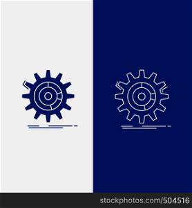 setting, data, management, process, progress Line and Glyph web Button in Blue color Vertical Banner for UI and UX, website or mobile application. Vector EPS10 Abstract Template background