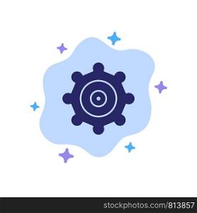 Setting, Gear Blue Icon on Abstract Cloud Background