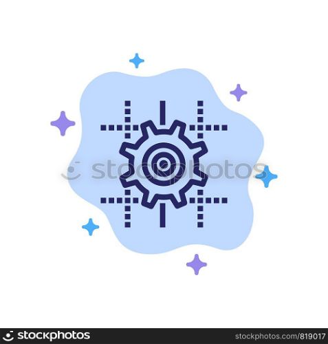 Setting, Gear, Computing, Line Blue Icon on Abstract Cloud Background