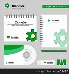 Setting gear Logo, Calendar Template, CD Cover, Diary and USB Brand Stationary Package Design Vector Template