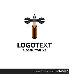 Setting, Gear, Wrench, Screw Business Logo Template. Flat Color