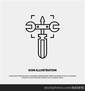 Setting, Gear, Wrench, Screw Line Icon Vector