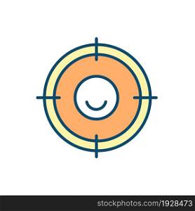 Setting goals for success and happiness RGB color icon. Establishing life direction. Boosting motivation. Advancement opportunities. Isolated vector illustration. Simple filled line drawing. Setting goals for success and happiness RGB color icon