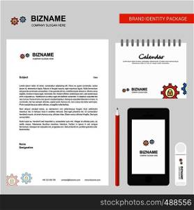 Setting protected Business Letterhead, Calendar 2019 and Mobile app design vector template