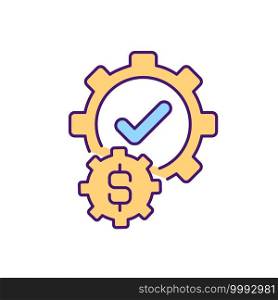 Setting rules RGB color icon. Contract management between companies for stating agreement for future cooperation. Signing official documents. Providing services. Isolated vector illustration. Setting rules RGB color icon