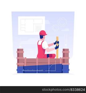 Setting up building lines isolated concept vector illustration. Contractors make a residential area building lines, private house construction, excavation works development vector concept.. Setting up building lines isolated concept vector illustration.
