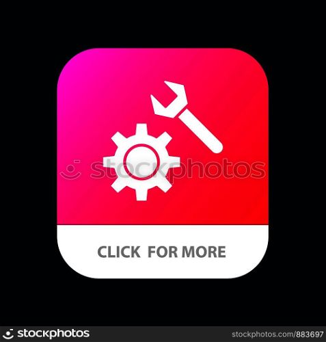 Setting, Wrench, Gear Mobile App Button. Android and IOS Glyph Version