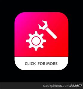 Setting, Wrench, Gear Mobile App Button. Android and IOS Glyph Version