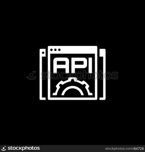 Settings API Icon. Flat Design.. Settings API Icon. Business and Marketing. Isolated Illustration. Web Pages with text API and Gear in front.