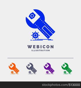 settings, App, installation, maintenance, service 5 Color Glyph Web Icon Template isolated on white. Vector illustration. Vector EPS10 Abstract Template background