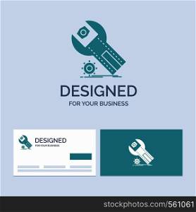 settings, App, installation, maintenance, service Business Logo Glyph Icon Symbol for your business. Turquoise Business Cards with Brand logo template.. Vector EPS10 Abstract Template background