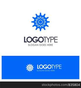 Settings, Cog, Gear, Production, System, Wheel, Work Blue Solid Logo with place for tagline