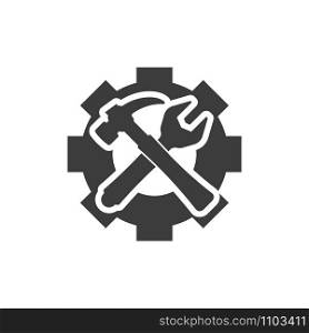 settings icon with wrench and hammer isolate on white background. settings icon with wrench and hammer on white background