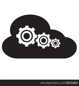 settings of cloud storage icon on white background. flat style. cloud computing icon for your web site design, logo, app, UI. settings of cloud storage symbol. cloud computing sign.