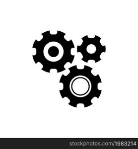 Settings with Additional Gears. Flat Vector Icon illustration. Simple black symbol on white background. Settings with Additional Gears sign design template for web and mobile UI element. Settings with Additional Gears Vector Icon
