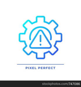 Setup error pixel perfect gradient linear vector icon. Technical problem. System failure. Software installation error. Thin line color symbol. Modern style pictogram. Vector isolated outline drawing. Setup error pixel perfect gradient linear vector icon