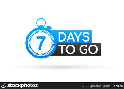 Seven days to go flat icon. Vector stock illustration. Seven days to go flat icon. Vector stock illustration.