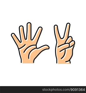 seven number hand gesture color icon vector. seven number hand gesture sign. isolated symbol illustration. seven number hand gesture color icon vector illustration