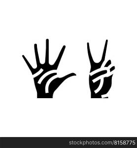 seven number hand gesture glyph icon vector. seven number hand gesture sign. isolated symbol illustration. seven number hand gesture glyph icon vector illustration