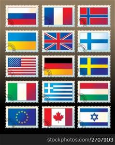 several stamps with state flags. Raster Version