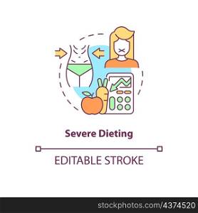 Severe dieting concept icon. Food intake refusal. Extreme weight loss abstract idea thin line illustration. Isolated outline drawing. Editable stroke. Roboto-Medium, Myriad Pro-Bold fonts used. Severe dieting concept icon
