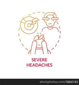 Severe headaches concept icon. Hypertension symptom abstract idea thin line illustration. High blood pressure migraine. High risk of stroke. Migraine attack. Vector isolated outline color drawing. Severe headaches concept icon