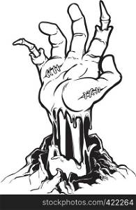 Severed zombie hand. Vector clip art. Halloween illustration. All in a single layer.