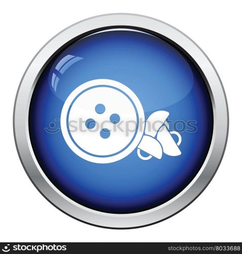 Sewing buttons icon. Glossy button design. Vector illustration.