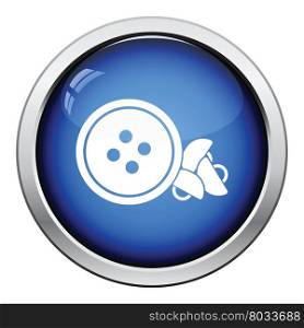 Sewing buttons icon. Glossy button design. Vector illustration.