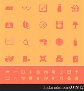 Sewing cloth related color icons on orange background, stock vector