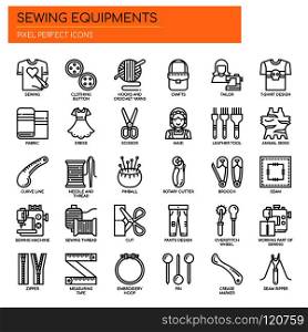 Sewing Elements , Thin Line and Pixel Perfect Icons