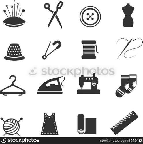 Sewing fashion needlework tailor vector icons. Sewing fashion needlework tailor vector icons. Tailoring and dressmaking craft illustration