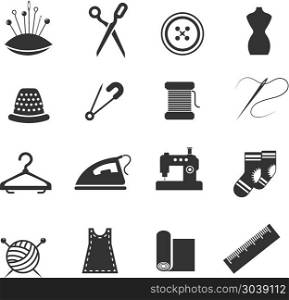 Sewing fashion needlework tailor vector icons. Sewing fashion needlework tailor vector icons. Tailoring and dressmaking craft illustration