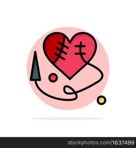 Sewing Heart, Broken Heart, Heart,  Abstract Circle Background Flat color Icon