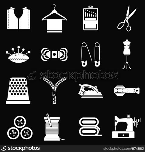Sewing icons set vector white isolated on grey background . Sewing icons set grey vector