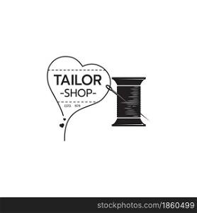 Sewing logo design template. Tailor shop, tailoring craft and textile production, Fashion and clothes on white background vector illustration