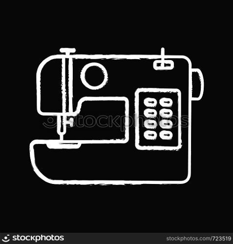 Sewing machine chalk icon. Tailoring. Isolated vector chalkboard illustration. Sewing machine chalk icon