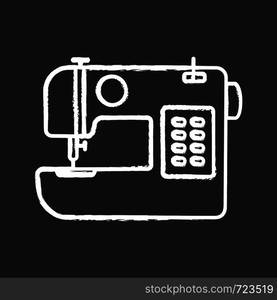 Sewing machine chalk icon. Tailoring. Isolated vector chalkboard illustration. Sewing machine chalk icon