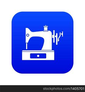Sewing machine icon digital blue for any design isolated on white vector illustration. Sewing machine icon digital blue