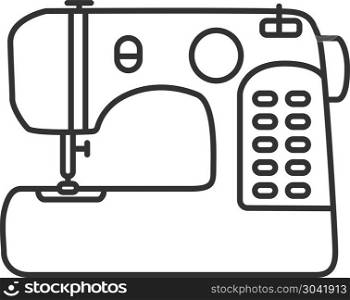 Sewing machine linear icon. Sewing machine linear icon. Thin line illustration. Contour symbol. Vector isolated outline drawing
