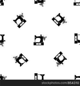 Sewing machine pattern repeat seamless in black color for any design. Vector geometric illustration. Sewing machine pattern seamless black