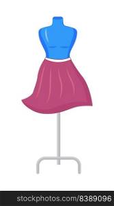 Sewing mannequin for wavy skirt fitting semi flat color vector object. High waisted pleated skirt. Full sized item on white. Simple cartoon style illustration for web graphic design and animation. Sewing mannequin for wavy skirt fitting semi flat color vector object