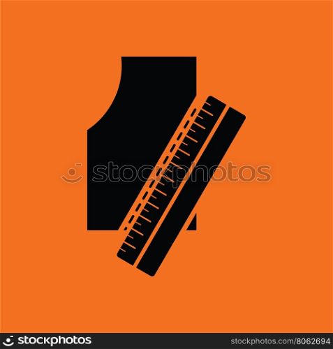 Sewing pattern icon. Orange background with black. Vector illustration.