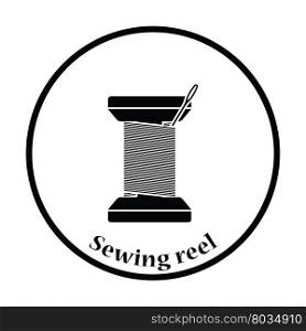 Sewing reel with thread icon. Thin circle design. Vector illustration.