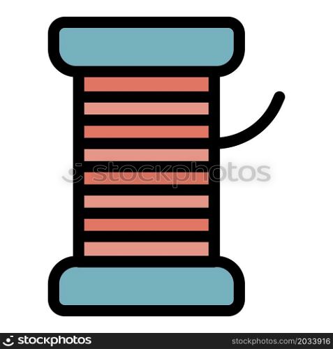 Sewing thread icon. Outline sewing thread vector icon color flat isolated. Sewing thread icon color outline vector